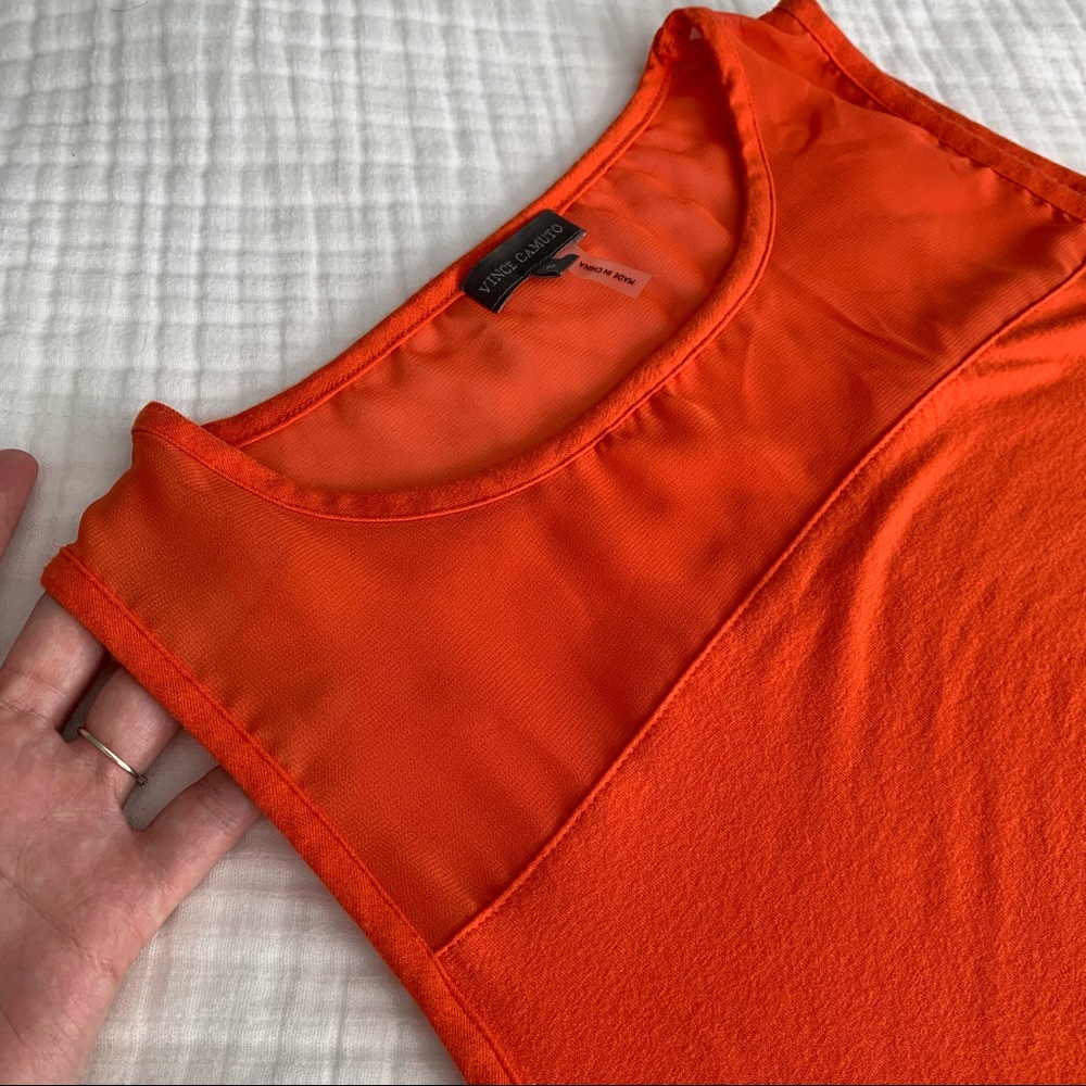 Vince Camuto, Size S Orange, mesh-detail tank